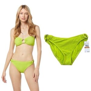 NWT $70 Michael Kors Limeade Green Silver Keyhole Bikini Bottoms 0062